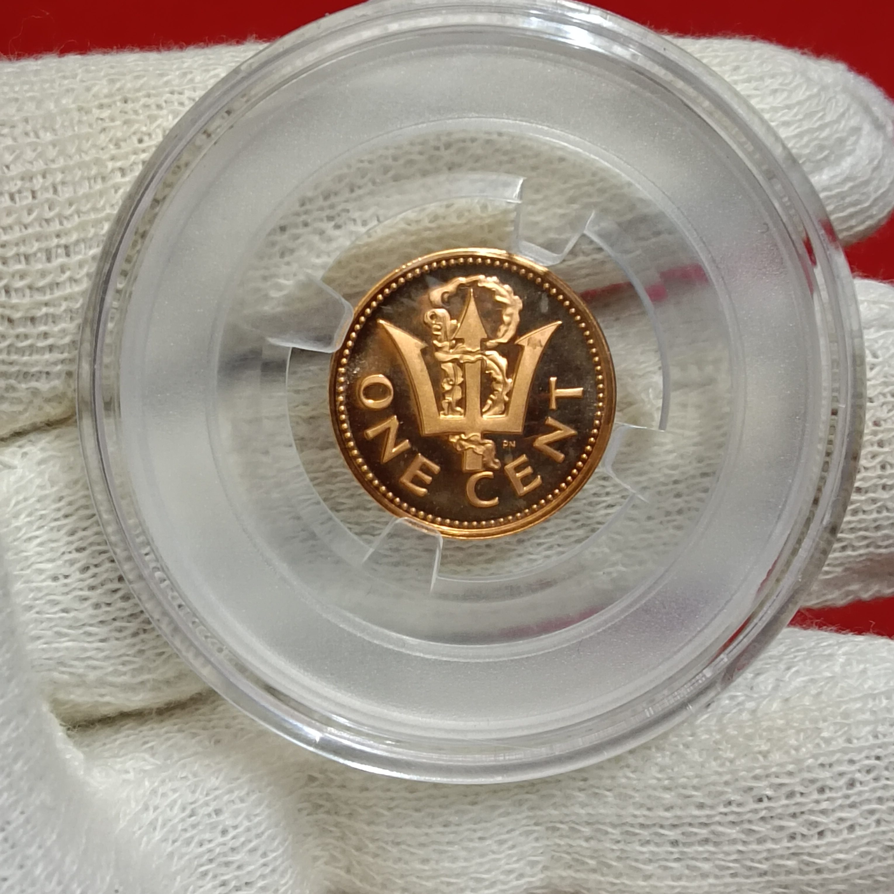 Rare One Cent The National Arms of BATBADOS 1973 Year Proof Coin