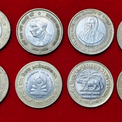10 RUPEE 8 DIFFERENT COMMERATIVE COINS