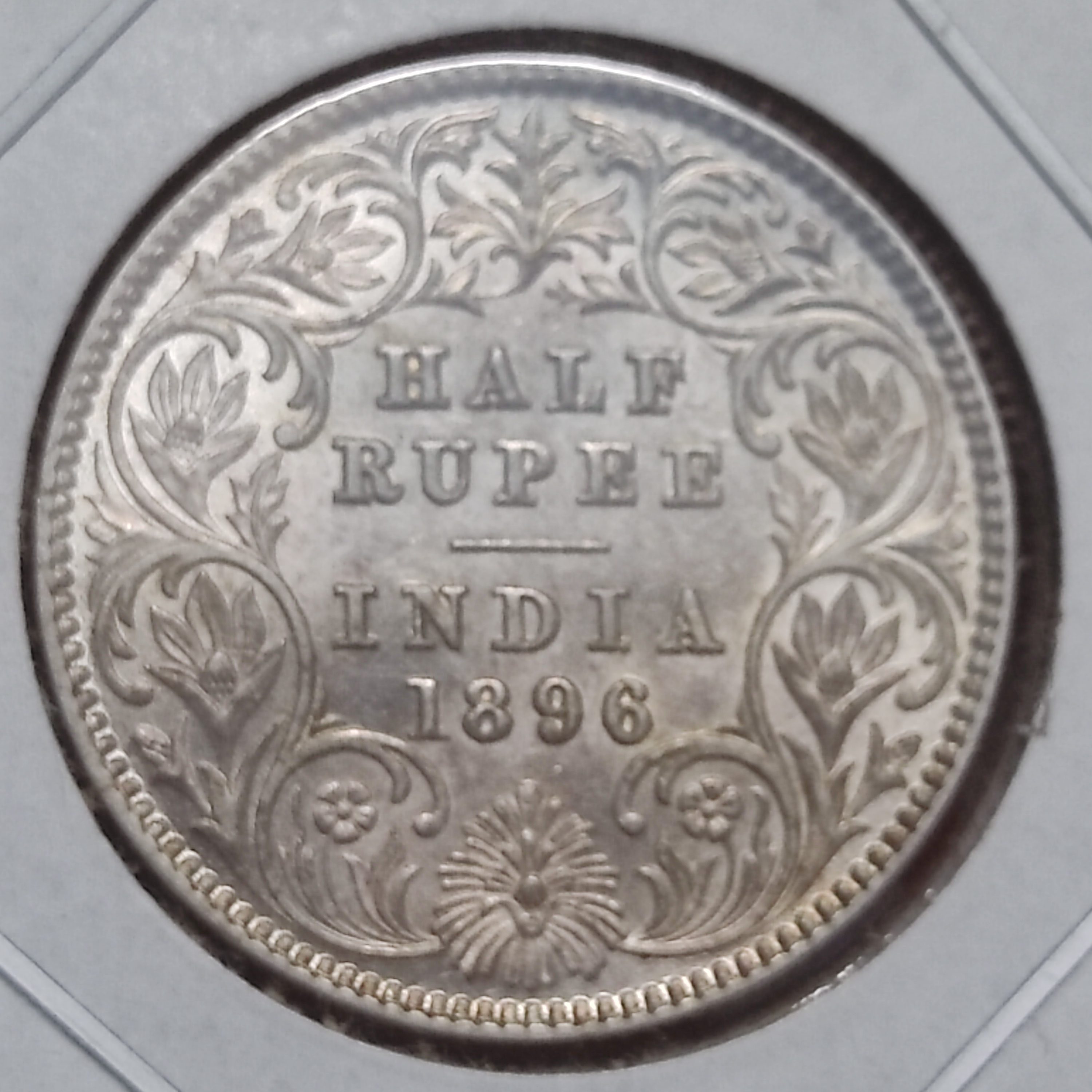 HALF RUPEE SILVER COIN VICTORIA EMPRESS 1896 CALCUTTA MINT