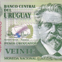 Uruguay 20 Pesos Uruguayos Rare Unc Polymer Note #B2