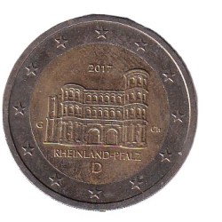 Germany 2 Euro 2017 (Bundesländer - "Rheinland-Pfalz" ) Rare Bimetallic Commemorative Coin#C-382
