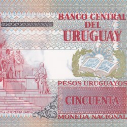 Alternative view of Uruguay 50 Pesos Uruguayos Rare Unc Polymer Note #B2