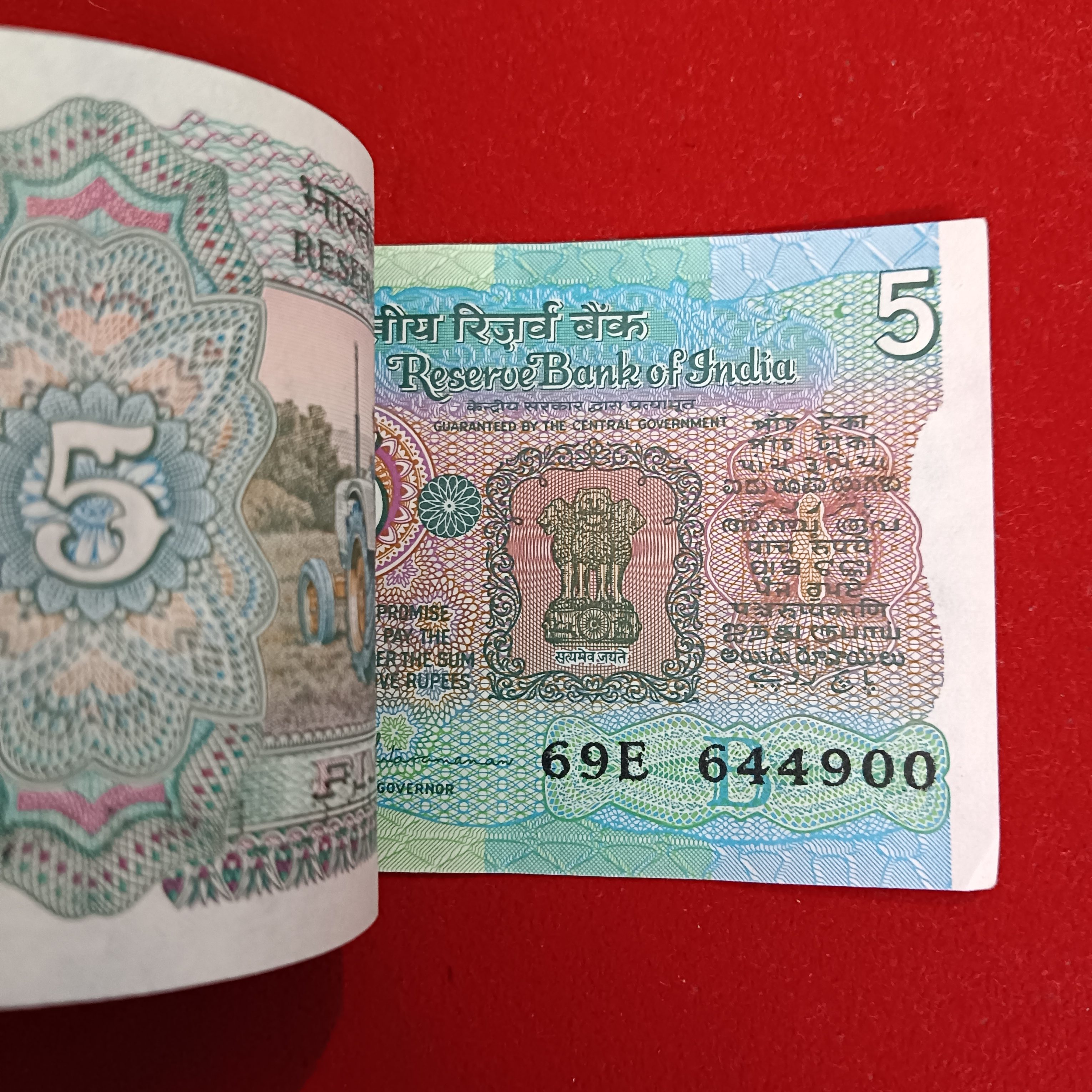 Five Rs Rare Tractor Full Serial Bundle Governor S.Venketraman Gem Unc Condition Reserve Bank of India 644801 - Image 5