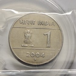 1 Rs 2004 Cross Coin Mumbai Mint Rare High Grade