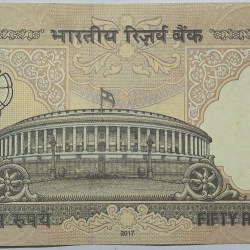 Alternative view of Reserve Bank Of India 50 Rs Note Ending 786 Note S igned By Urjit Patel UNC