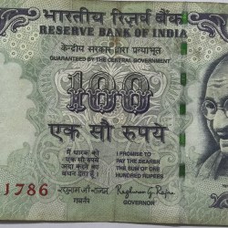 Reserve Bank Of India 100 Rs Note Ending 786 Note Signed By Raghuram Rajan unc