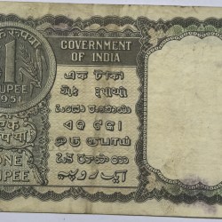 Alternative view of 1 Rs Of Republic India 1951 Of K.G. Ambegaokar RARE