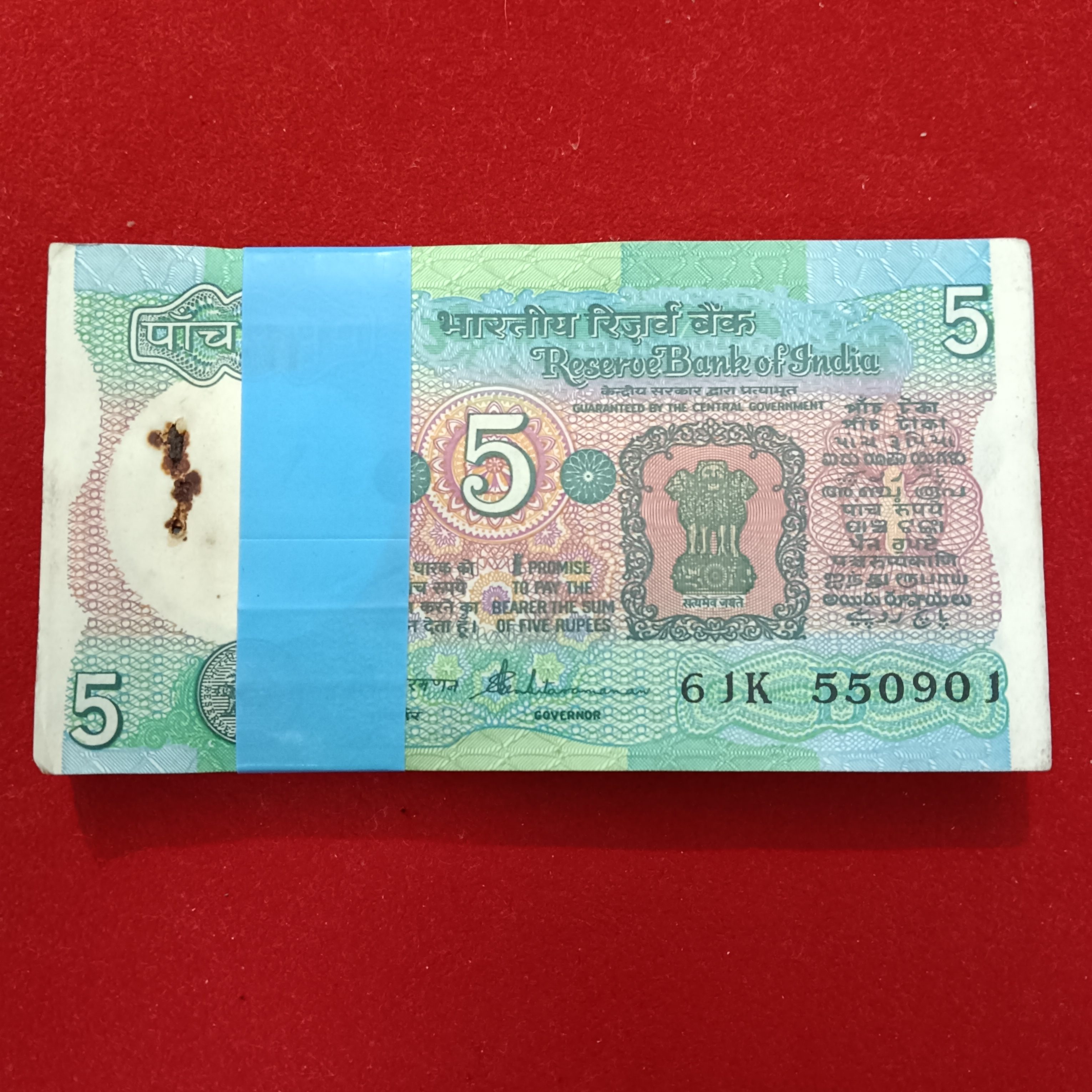 Five Rs Rare Tractor Full Serial Bundle Governor S.Venketraman Unc Condition Reserve Bank of India 550901