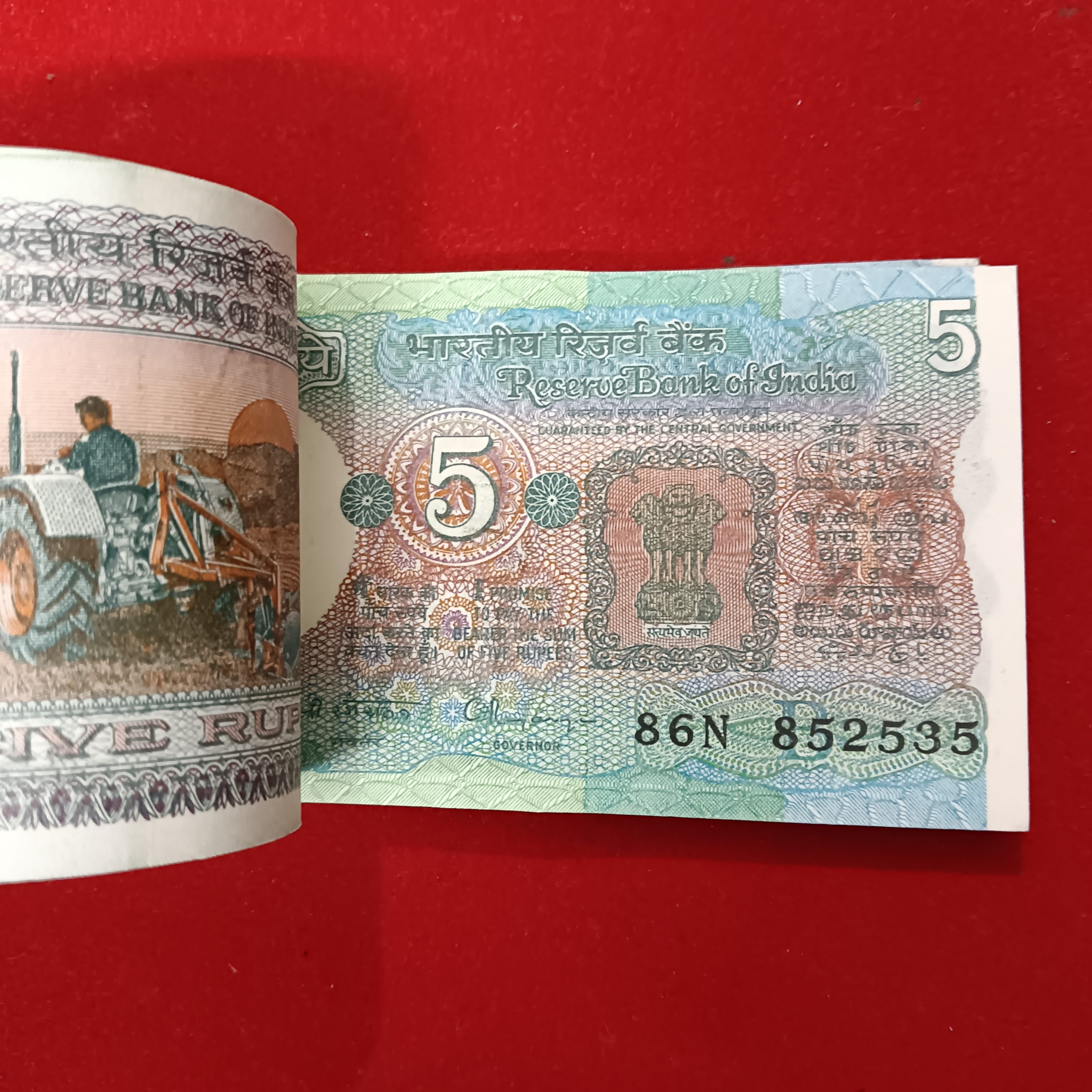 Five Rs Rare Tractor Full Serial Bundle Governor C Rangarajan Unc Condition Reserve Bank of India 852501
