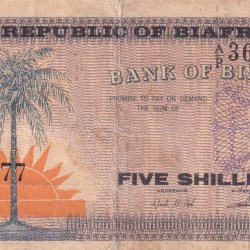 Nigeria ( Biafra ) 5 Shillings Rare Note #B2