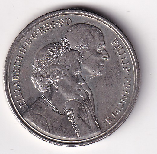 United Kingdom 5 Pounds 1997 (Elizabeth II Golden Wedding) UNC Commemorative Coin - Image 2