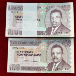 Burundi 100 Francs GEM UNC (100 Note) Serial Packet (With 786 Fancy Number Note)