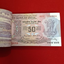 Alternative view of Extremely Rare 50 Rupees Old Parliament Issue Full Bundle Governor Bimal Jalan Gem Unc Condition Reserve Bank of India 306601