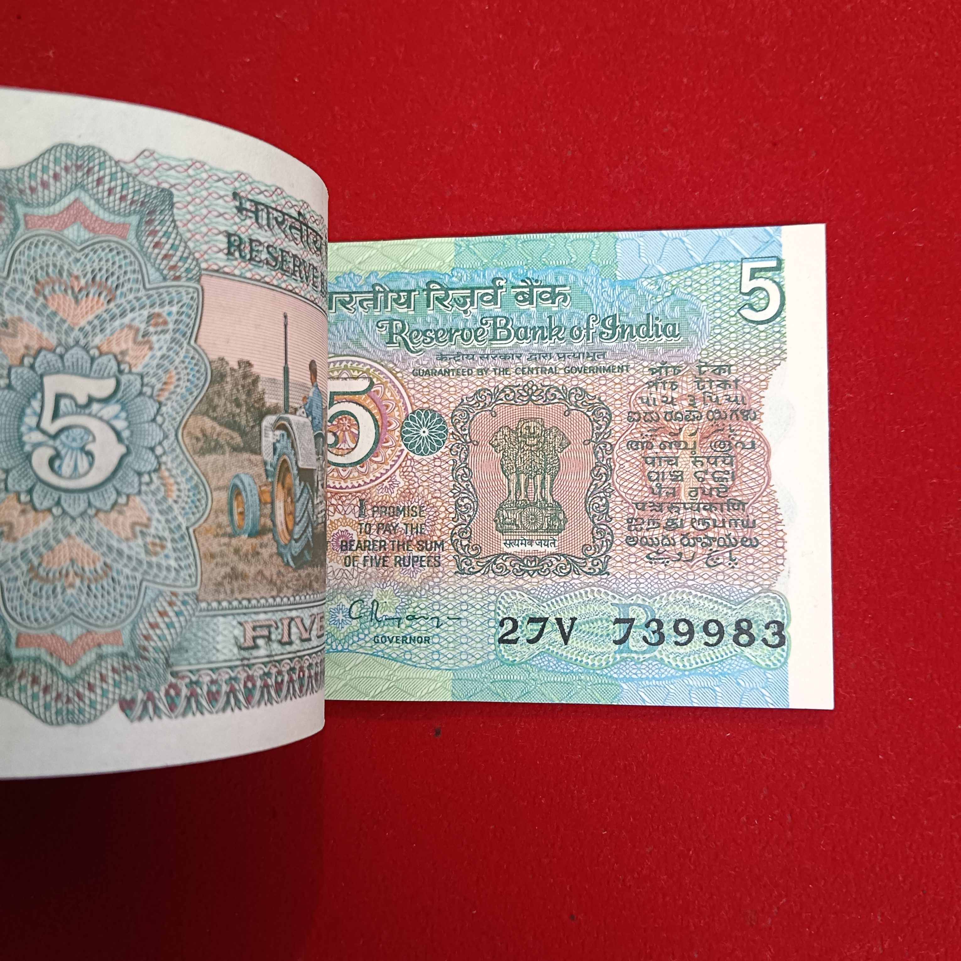 Five Rs Rare Tractor Full Serial Bundle Governor C Rangarajan Unc Condition Reserve Bank of India 739901