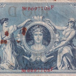 Germany 100 Mark Reichsbanknote; two red seals lowest Rare Note #B2