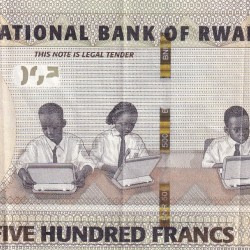 Alternative view of Rwanda 500 Francs Rare Note #B2