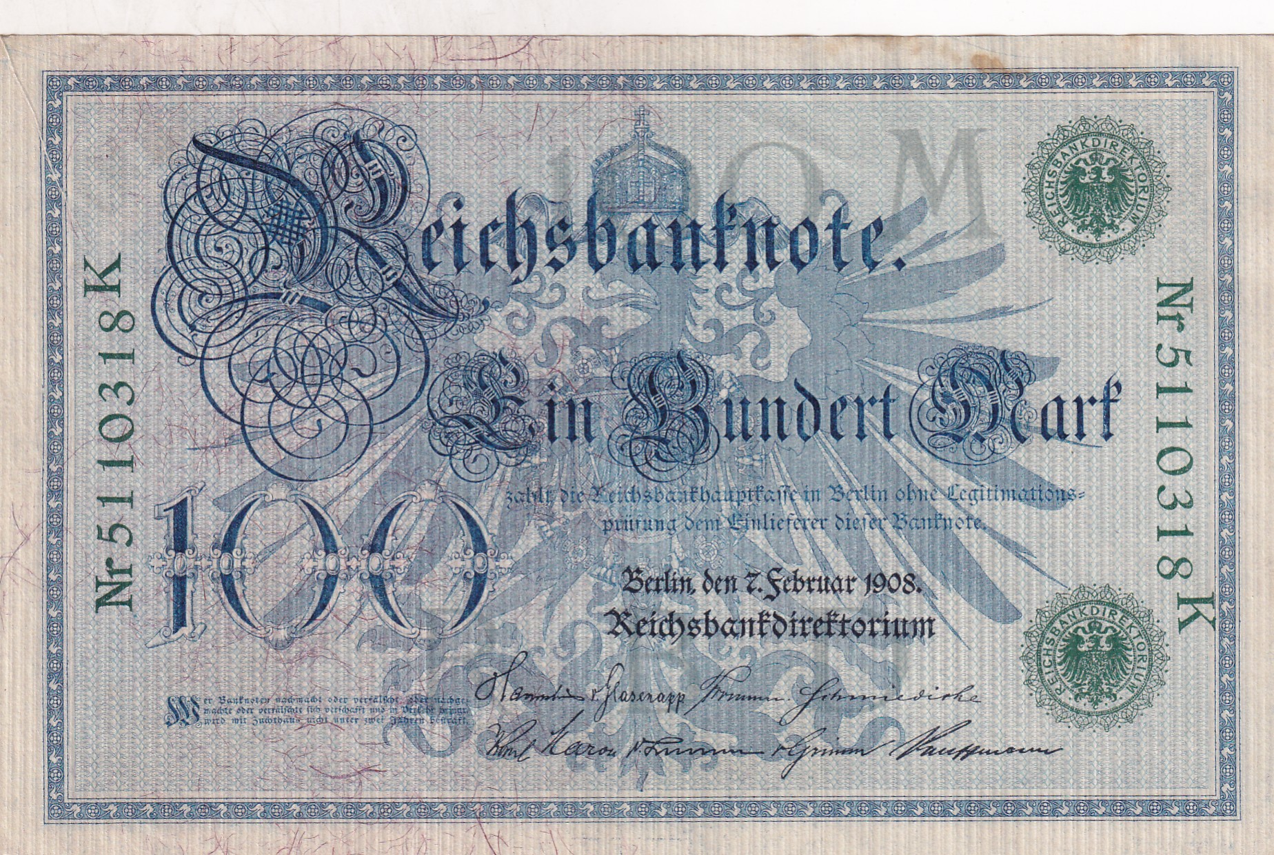 Germany 100 Mark Reichsbanknote Rare Note
