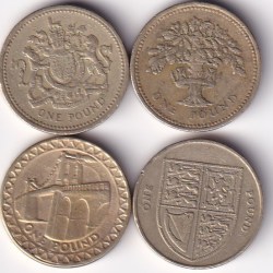 4 DIFFERENT COMMEMORATIVE UNITED KINGDOM ONE POUND RARE ( 4 COIN SET) #J-6