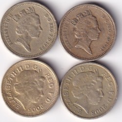 Alternative view of 4 DIFFERENT COMMEMORATIVE UNITED KINGDOM ONE POUND RARE ( 4 COIN SET) #J-6