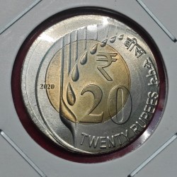 20 RUPEE RAIN DROP ISSUE 2020 OFF CENTRE ERROR COIN GEM UNC CONDITION