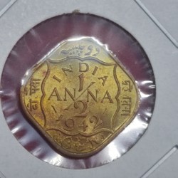 Alternative view of 1/2 ANNA GEORGE VI 1942 BRILLIANT UNC (BU) CONDITION