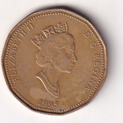 Alternative view of Canada 1 Dollar (Elizabeth II Peacekeeping) 1995 Rare Coin#J-22