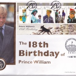 18th Birthday Of Prince William 2000 United Kingdom - Elizabeth II Welsh Dragon; Silver £1 Brilliant Uncirculated Coin ( First Day Cover)