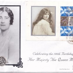 100th Birthday Of Majesty The Queen Mother 1999 United Kingdom 1 Pound - Elizabeth II Scottish Lion ; Silver Proof £1 Brilliant Uncirculated Coin ( First Day Cover)