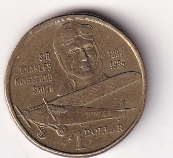 Australia 1 Dollar (Elizabeth II Sir Charles Kingsford Smith) 1997 Rare Commemorative Coin#J-28