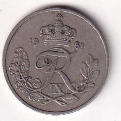 Denmark 25 Øre - (Frederik IX) 1951 Rare Coin#J-29