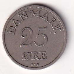 Alternative view of Denmark 25 Øre - (Frederik IX) 1951 Rare Coin#J-29