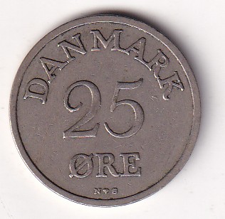 Denmark 25 Øre - (Frederik IX) 1951 Rare Coin#J-29