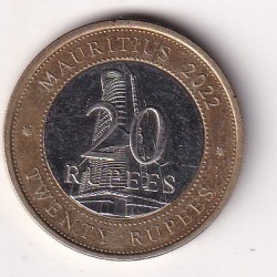 Mauritius 20 Rupees (Bank of Mauritius) 2022 Rare Bimetallic Commemorative Coin#J-34
