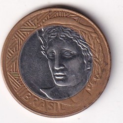 Alternative view of Brazil 1 Real 2019 Rare Bimetallic Coin#J-35