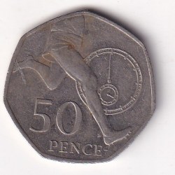 United Kingdom 50 Pence -(Elizabeth II; Four Minute Mile) 2004 Rare Commemorative Coin#J-44