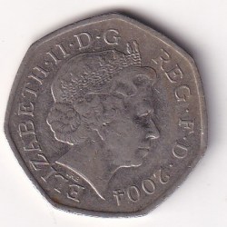 Alternative view of United Kingdom 50 Pence -(Elizabeth II; Four Minute Mile) 2004 Rare Commemorative Coin#J-44