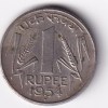 1954 Rare Date Bombay Mint 1 Rupees Coin #C-137