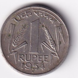 1954 Rare Date Bombay Mint 1 Rupees Coin #C-137