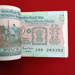 Alternative view of Five Rs Rare Tractor Full Serial Bundle Governor Bimal Jalan Unc Condition Reserve Bank of India 293301