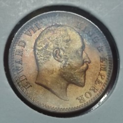 Alternative view of ONE QUARTER ANNA EDWARD VII 1908 CALCUTTA BU CONDITION AMAZING GOLDEN LUSTER