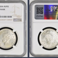 1938 B INDIA RUPEE NGC GRADED MS 62