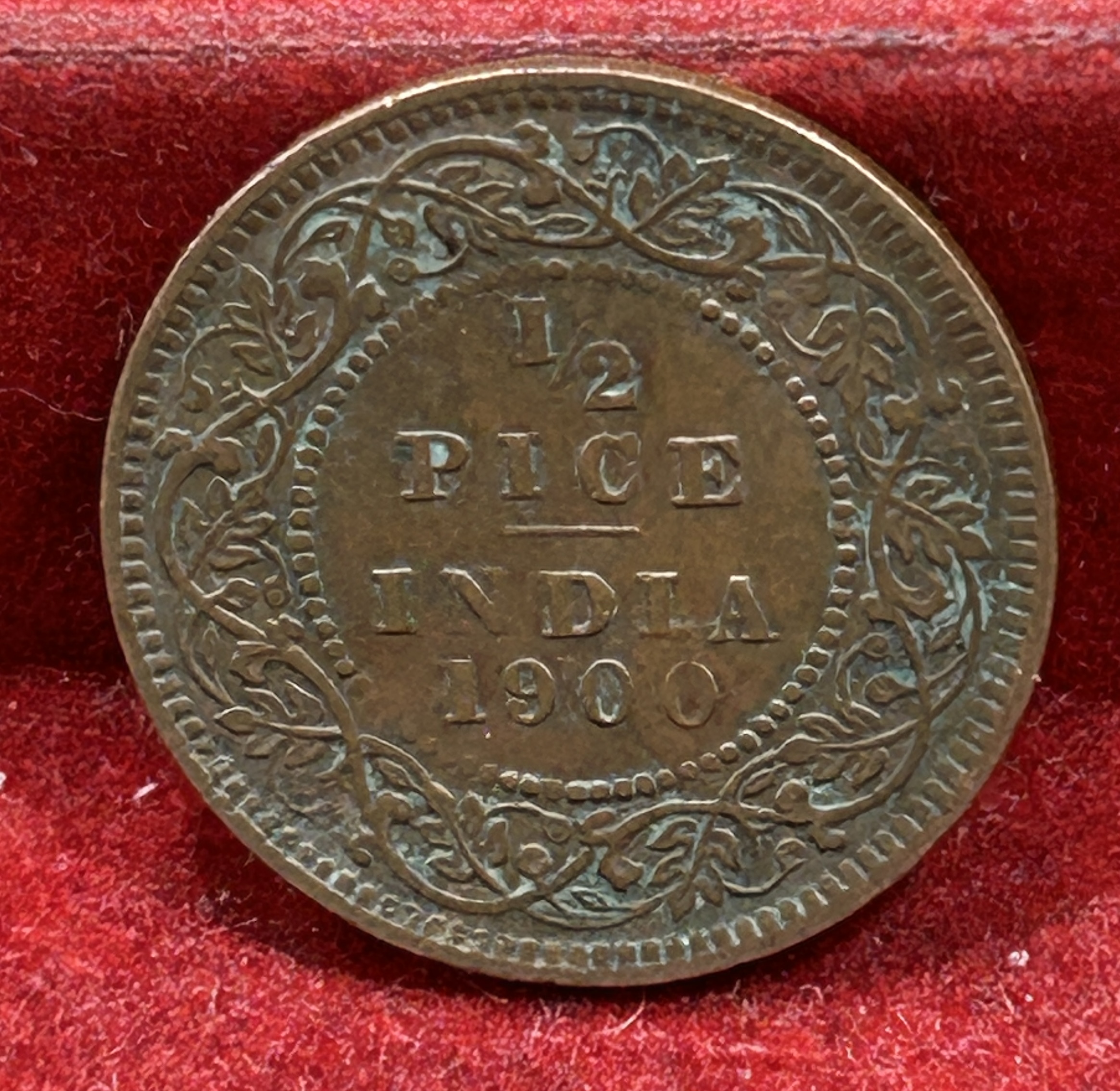 1900 British- India 1/2 Pice (Victoria) Calcutta Mint Rare Coin#C-177