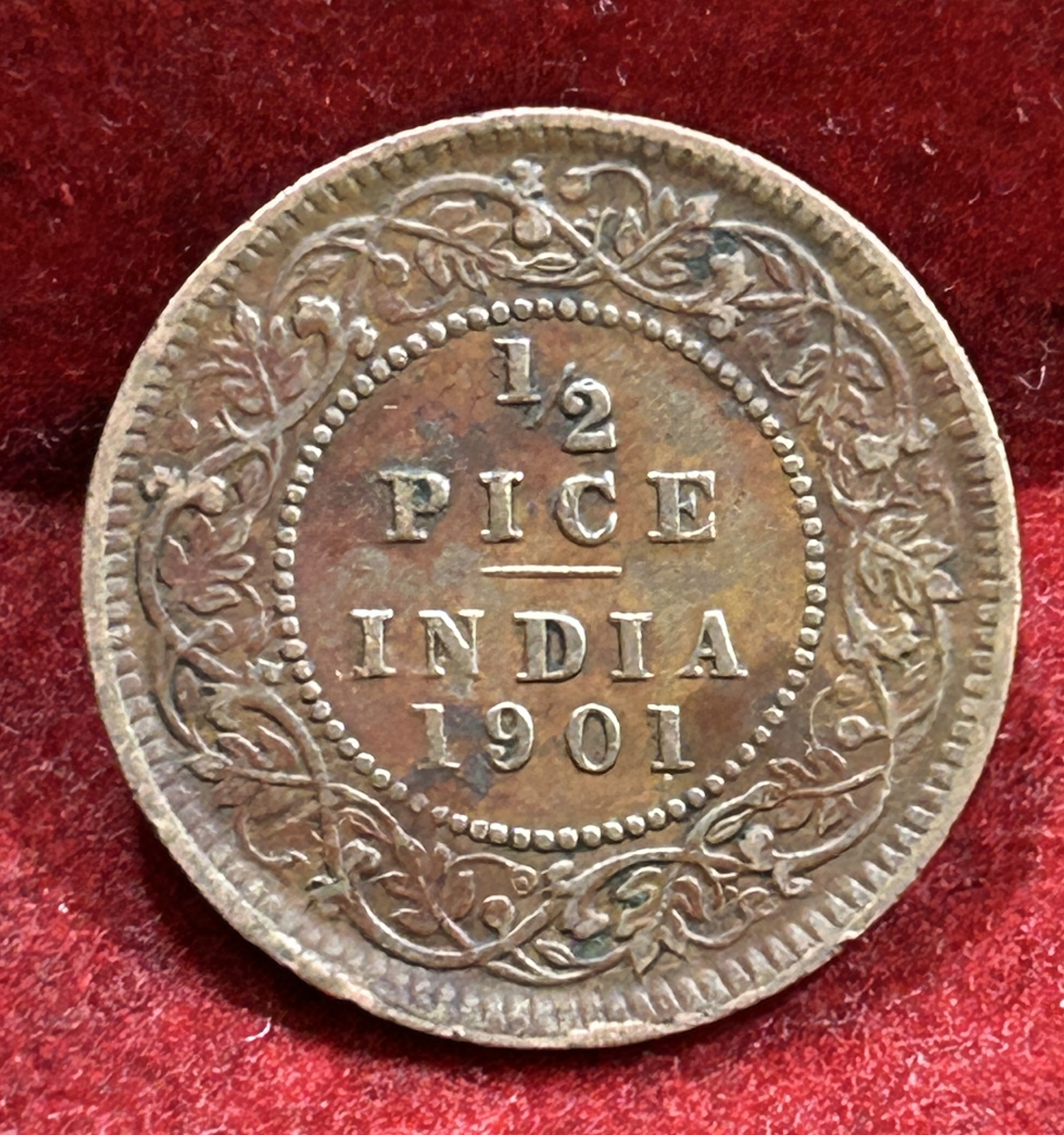 1901 British- India 1/2 Pice (Victoria) Calcutta Mint Rare Coin#C-178