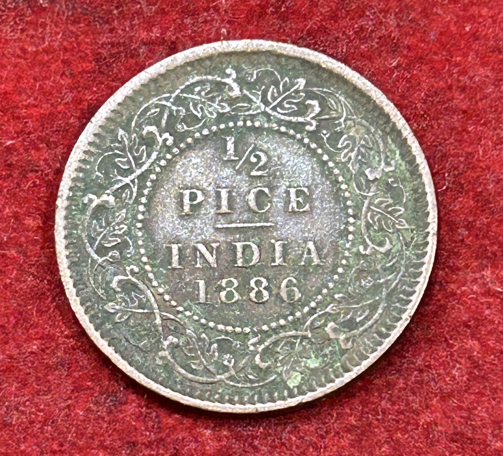 1886 British- India 1/2 Pice (Victoria) Calcutta Mint Rare Coin#C-179