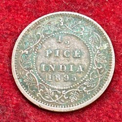 Alternative view of 1895 British- India 1/2 Pice (Victoria) Calcutta Mint Rare Coin#C-180