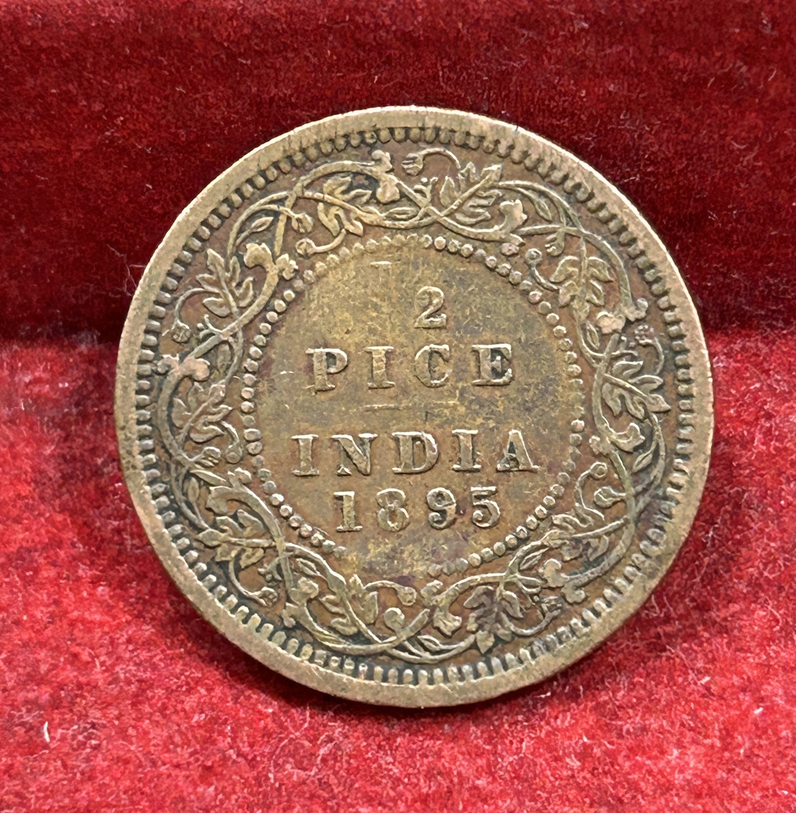 1895 British- India 1/2 Pice (Victoria) Calcutta Mint Rare Coin#C-182