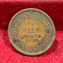 1895 British- India 1/2 Pice (Victoria) Calcutta Mint Rare Coin#C-183