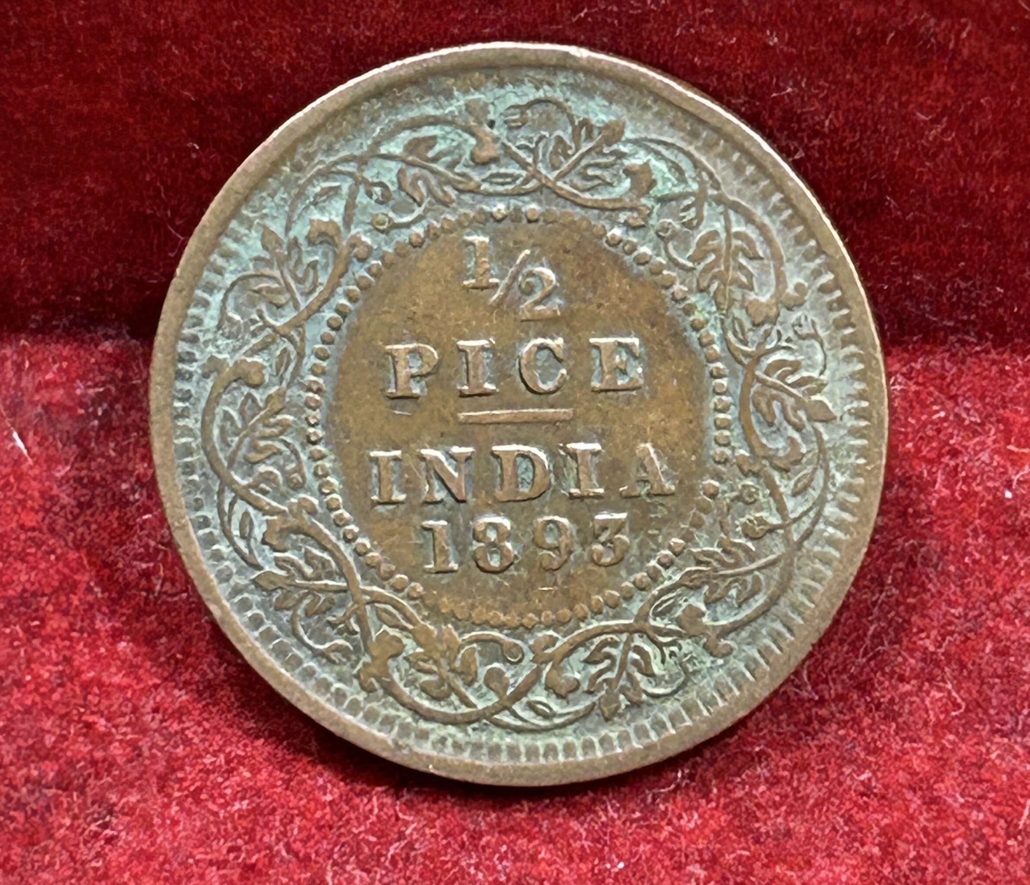 1893 British- India 1/2 Pice (Victoria) Calcutta Mint Rare Coin#C-184