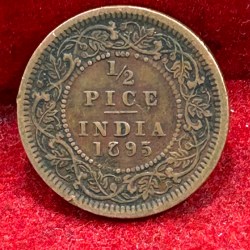 Alternative view of 1895 British- India 1/2 Pice (Victoria) Calcutta Mint Rare Coin#C-185