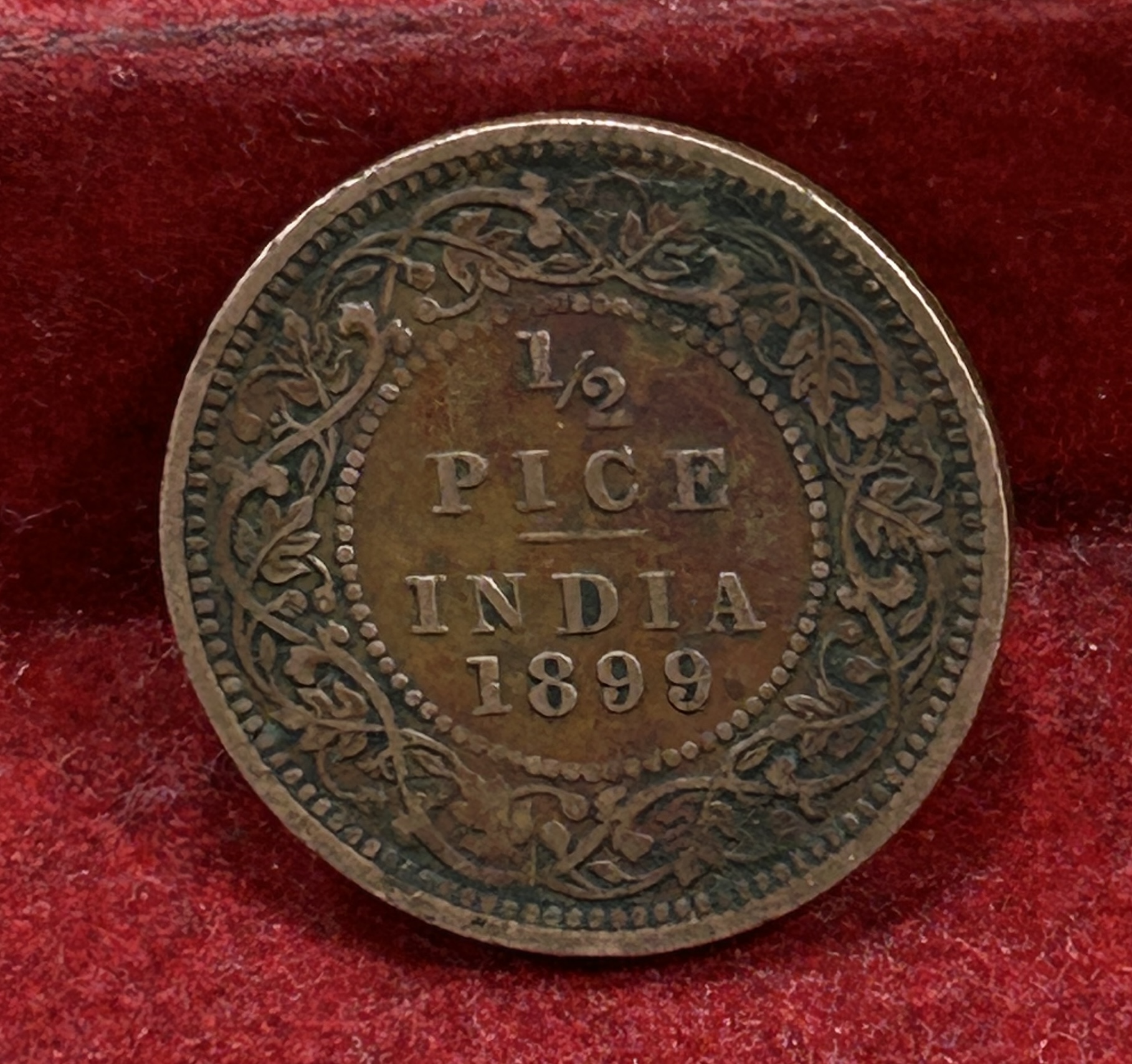 1899 British- India 1/2 Pice (Victoria) Calcutta Mint Rare Coin#C-190 - Image 2